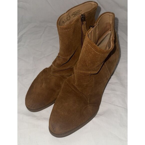 Franco Sarto Winston Boots Womens Size 10 Brown Suede Leather Booties Wedge Heel - Picture 2 of 12